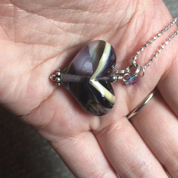 Handmade Blown Glass Heart Necklace - Picture 4 of 4